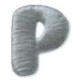 Lettre P · Majuscule blanche